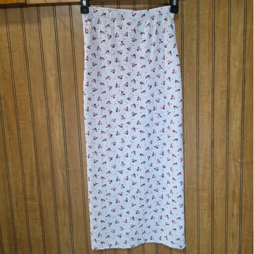No Boundaries‎ Floral Midi Skirt Ruched White Cottagecore XS